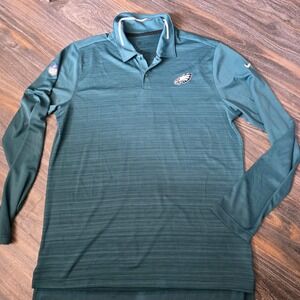 Nike Dri-FIT NFL Philadelphia Eagles Long Sleeve Polo Mens L Green Sideline